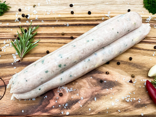 8 X Chicken, Cheese & Chive Sausages Adams Family Meat